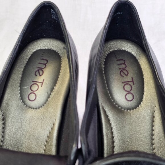 Me Too Lynessa Genuine Leather Chunky Platform Oxford Bootie Pumps 8 Black - Picture 10 of 14